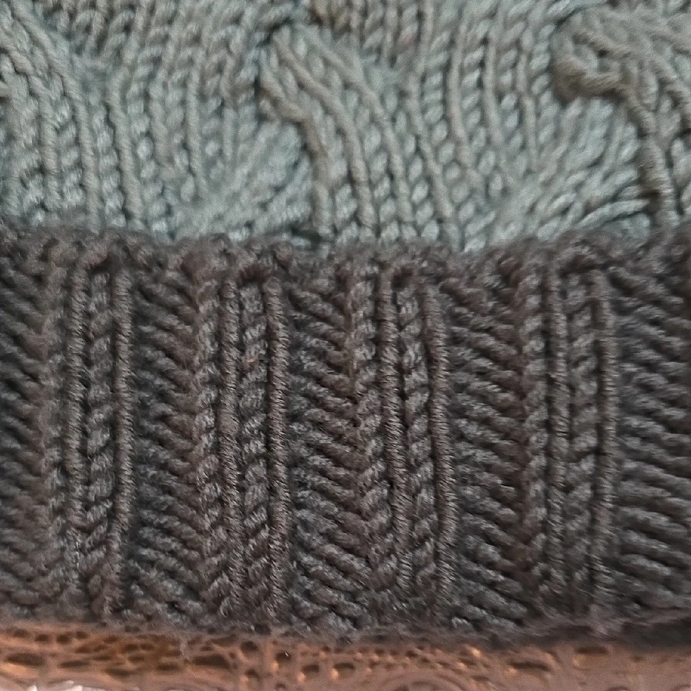 Columbia Adult Teal and Gray Cable Knit Beanie - Picture 6 of 7